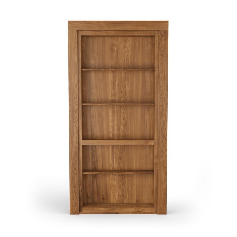 Single Flush Mount Hickory Hidden Bookcase Door - Murphy Door, Inc.