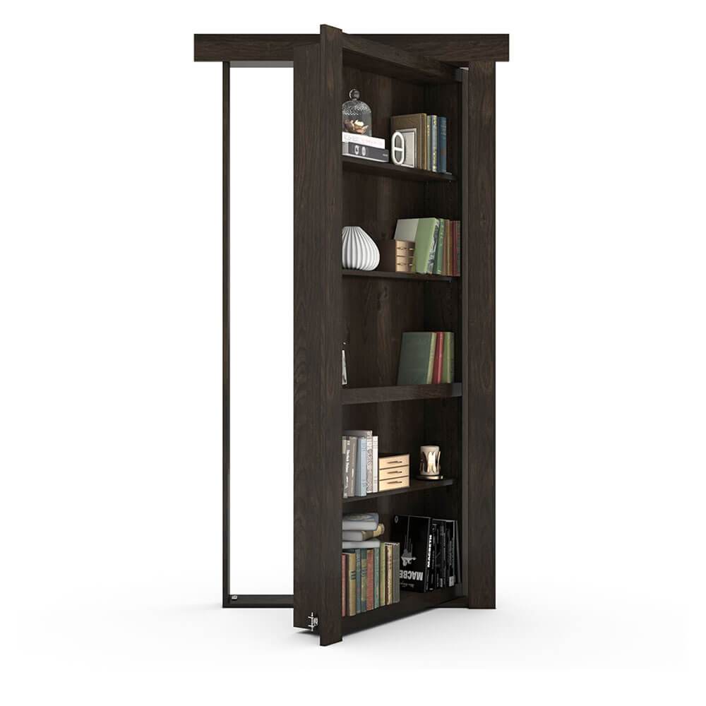 Single Flush Mount Hidden Knotty Alder Bookcase Door - Murphy Door, Inc.